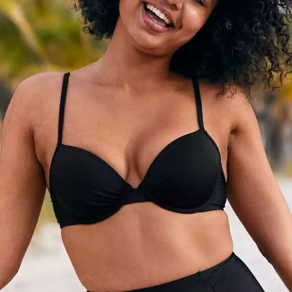 NWOT Aerie Lightly Lined Underwire Bikini Top Women 32DD Black - Picture 6 of 7